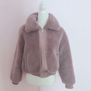 lavender pastel purple faux fur teddy coat jacket